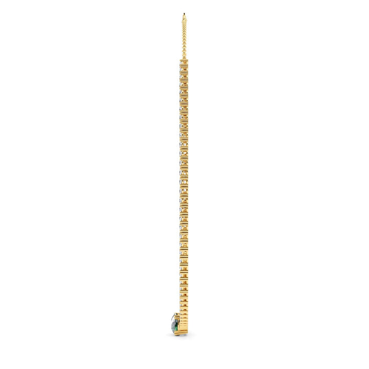 12.43ctw Round Brilliant Lab-Grown Diamond & Emerald Tennis Necklace in 14k Yellow Gold