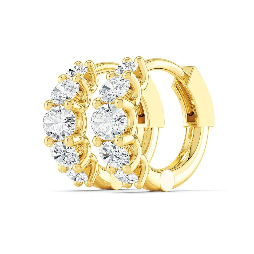 1.27ctw Graduated Oval Lab-Grown Diamond Huggie Hoop Earrings in 14k Yellow Gold