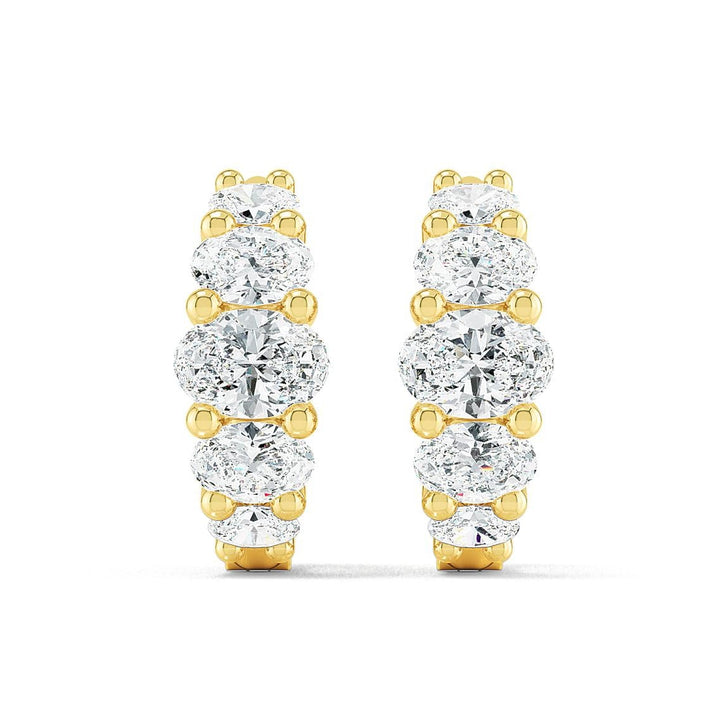 1.27ctw Graduated Oval Lab-Grown Diamond Huggie Hoop Earrings in 14k Yellow Gold
