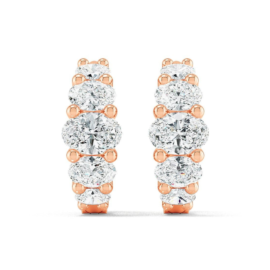 1.27ctw Graduated Oval Lab-Grown Diamond Huggie Hoop Earrings in 14k Rose Gold