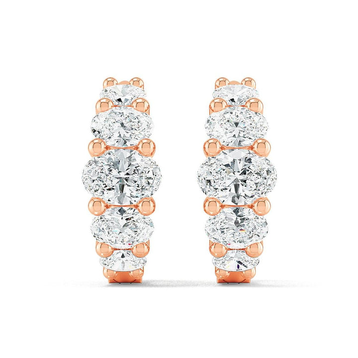 1.27ctw Graduated Oval Lab-Grown Diamond Huggie Hoop Earrings in 14k Rose Gold