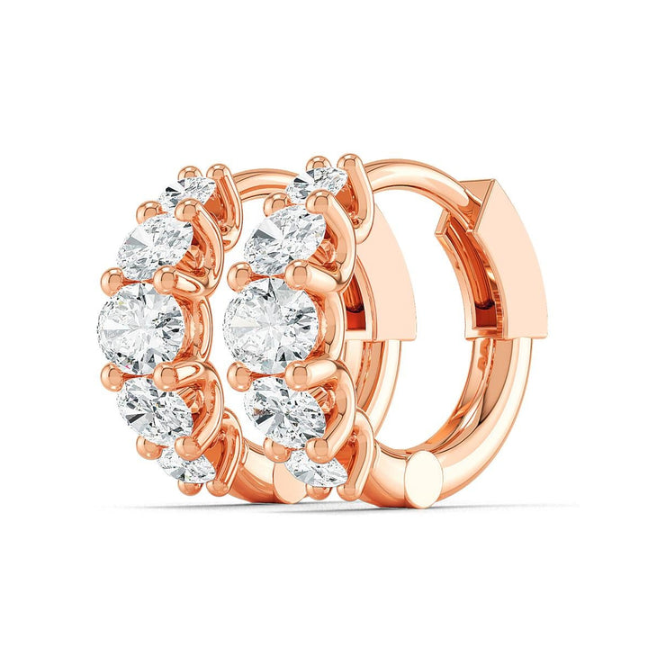 1.27ctw Graduated Oval Lab-Grown Diamond Huggie Hoop Earrings in 14k Rose Gold