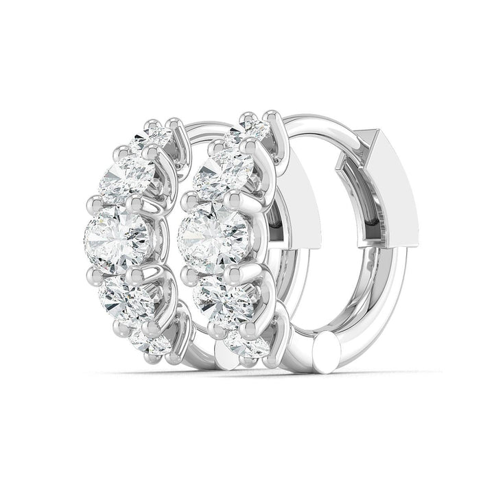 1.27ctw Graduated Oval Lab-Grown Diamond Huggie Hoop Earrings in 14k White Gold