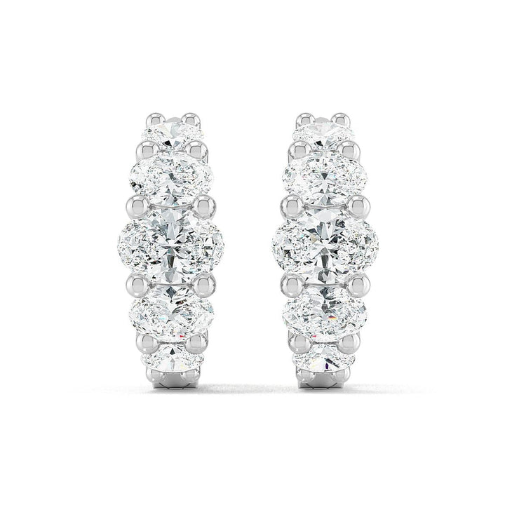 1.27ctw Graduated Oval Lab-Grown Diamond Huggie Hoop Earrings in 14k White Gold