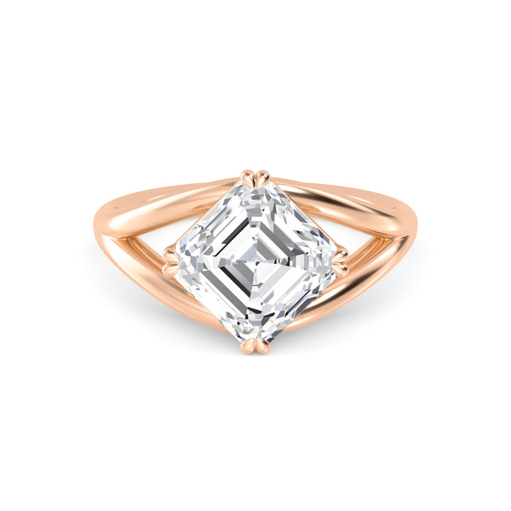 IGI Graded 4.00ct Asscher Cut Lab-Grown Diamond Solitaire Engagement Ring in 14k Rose Gold
