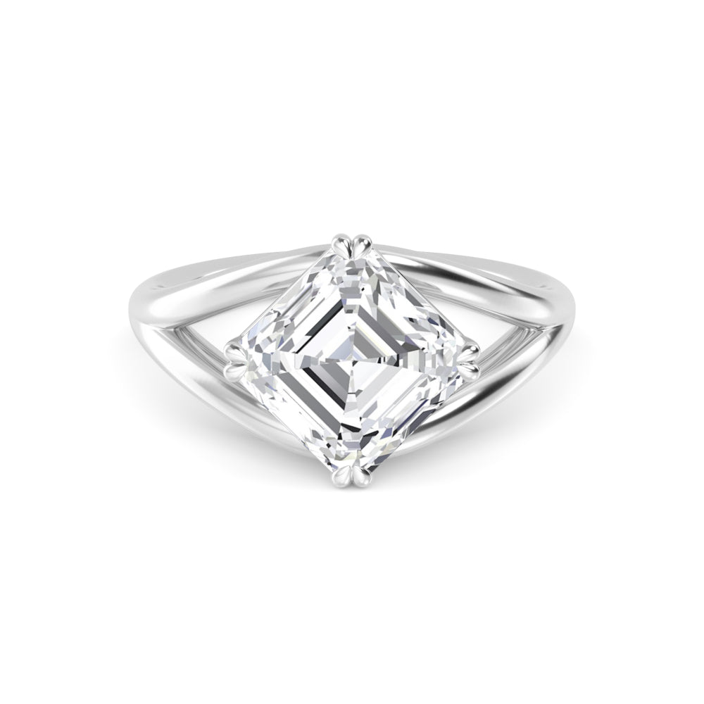 IGI Graded 4.00ct Asscher Cut Lab-Grown Diamond Solitaire Engagement Ring in 14k White Gold