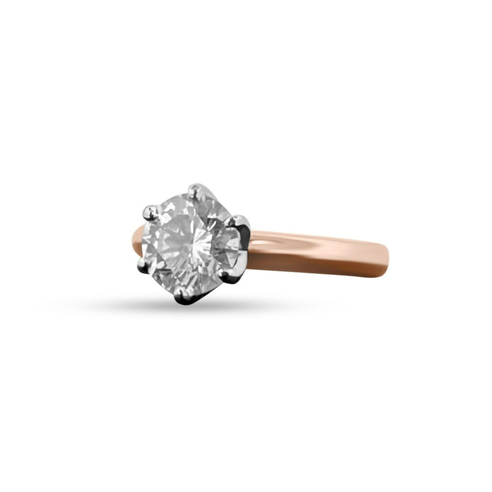 14K Rose Gold 1.08 Round Brilliant Diamond Solitaire Engagement Ring at Elite FIne Jewelers