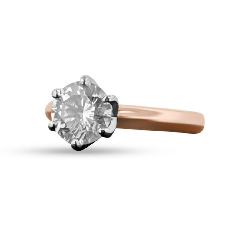 14K Rose Gold 1.08 Round Brilliant Diamond Solitaire Engagement Ring