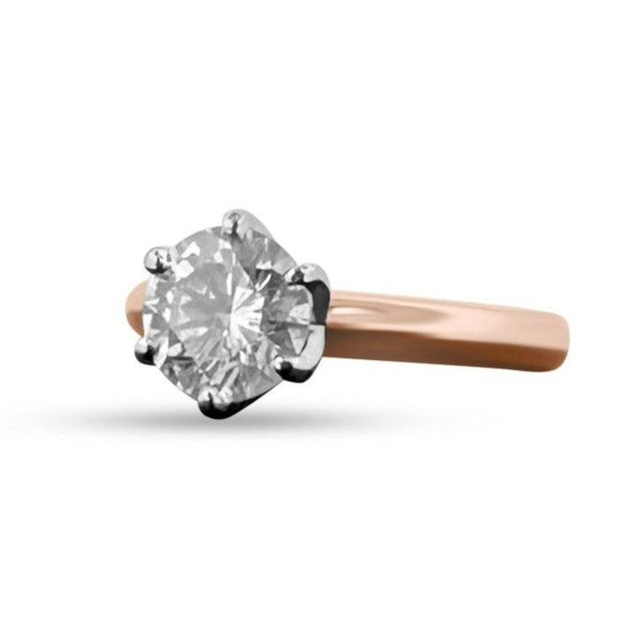 14K Rose Gold 1.08 Round Brilliant Diamond Solitaire Engagement Ring