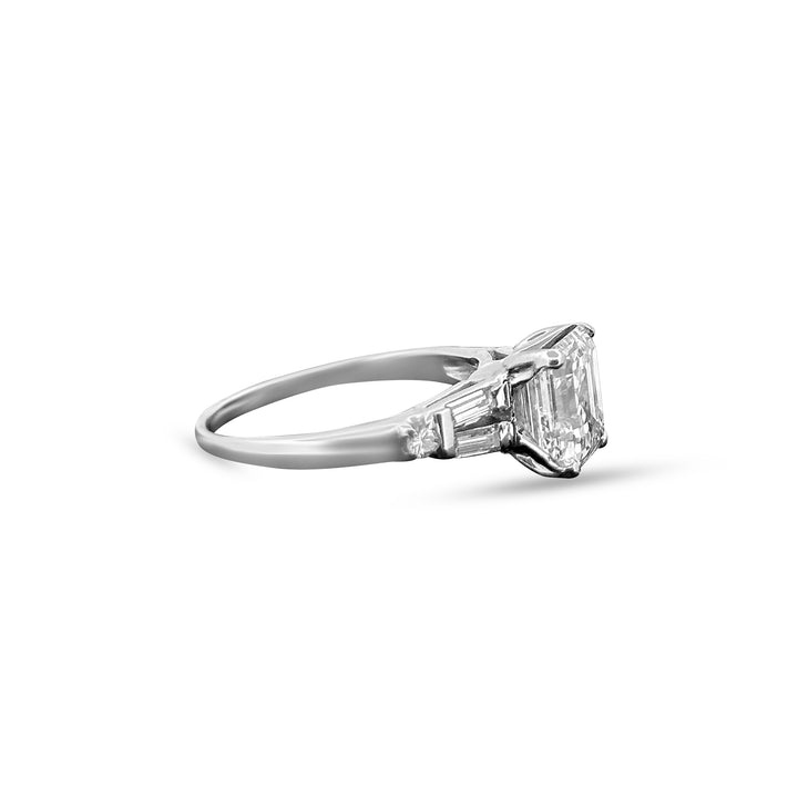 2.12 Carats Emerald Cut Diamond Engagement Ring in Platinum