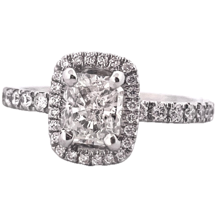 Radiant-Cut Diamond with Halo 14k White Gold Engagement Ring