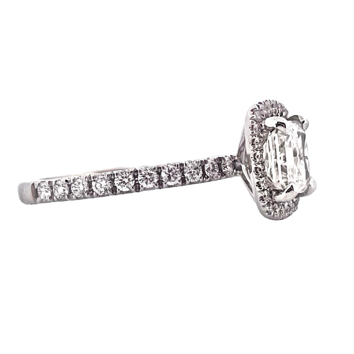 GIA Graded 1.03cts Radiant-Cut Natural Diamond Halo Engagement Ring in 14k White Gold