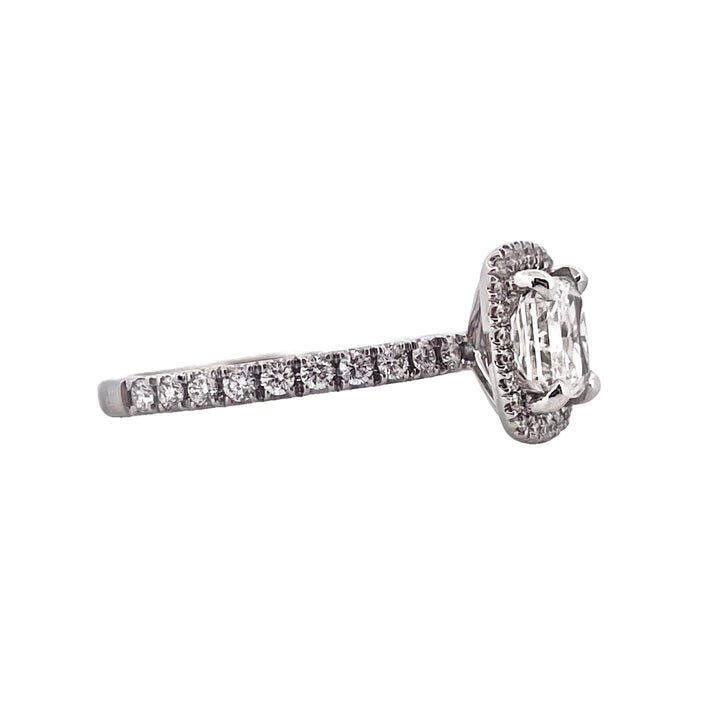 Radiant Diamond Engagement Ring with 1.55 Carat Total Weight in Natural Diamonds side view