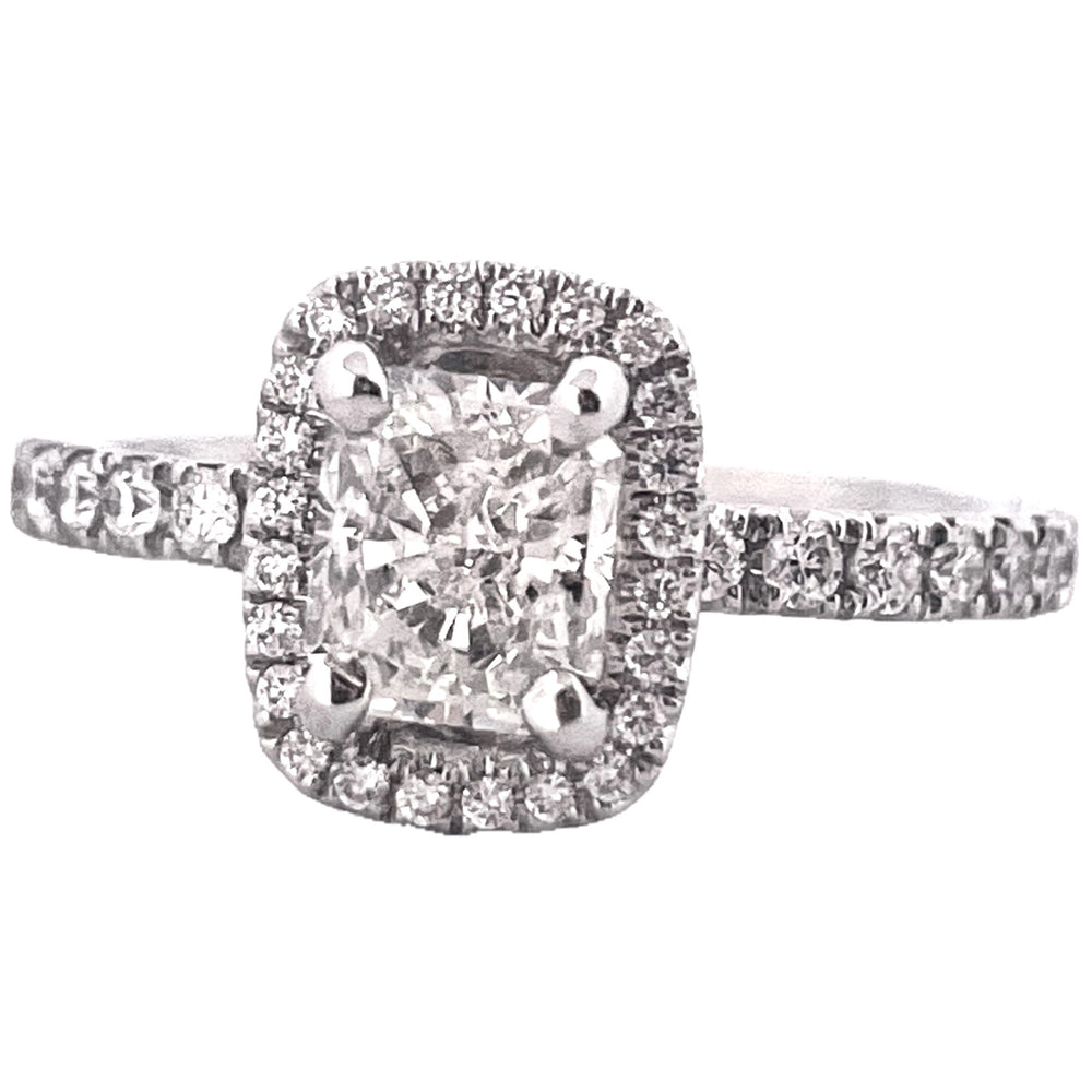 GIA Graded 1.03cts Radiant-Cut Natural Diamond Halo Engagement Ring in 14k White Gold