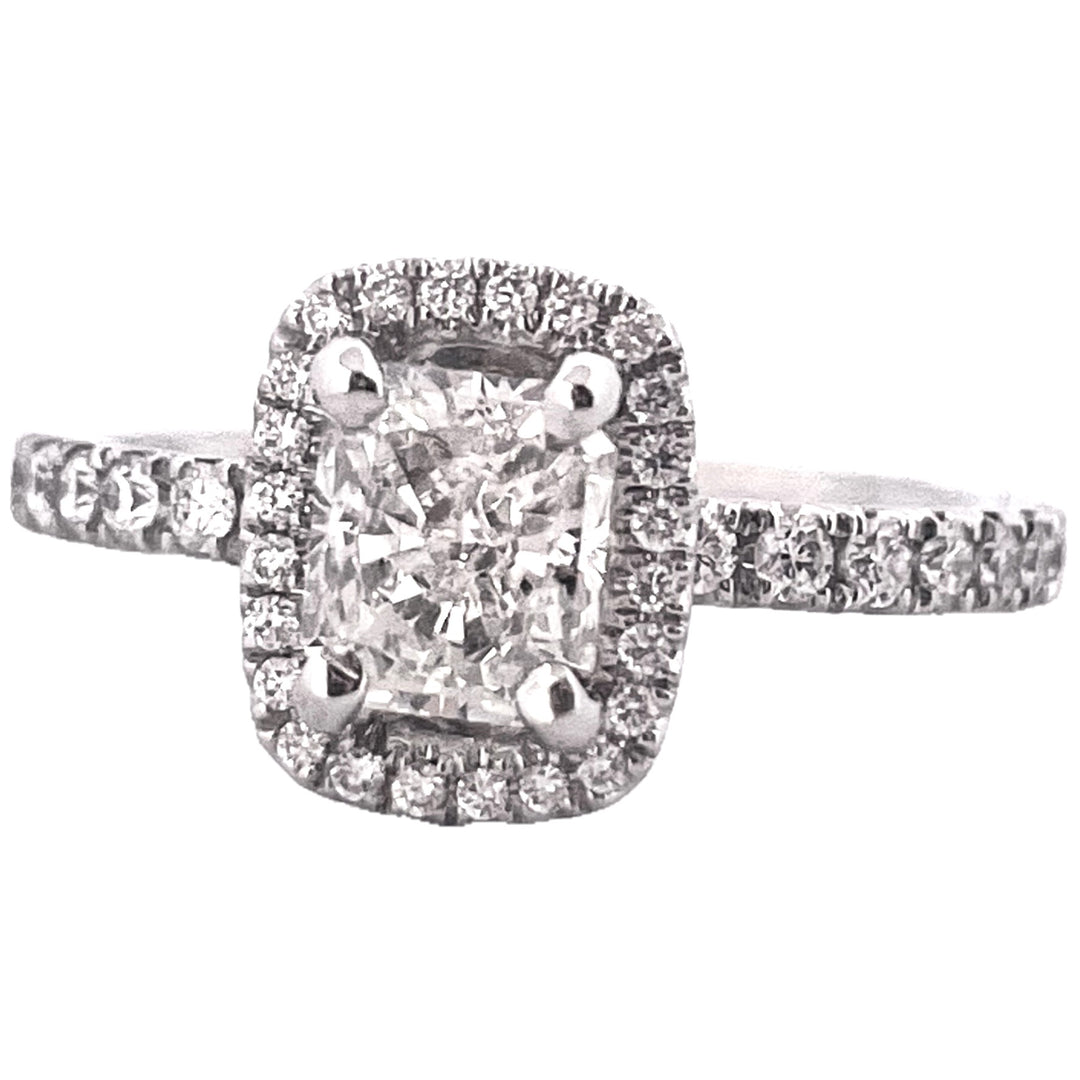 GIA Graded 1.03cts Radiant-Cut Natural Diamond Halo Engagement Ring in 14k White Gold