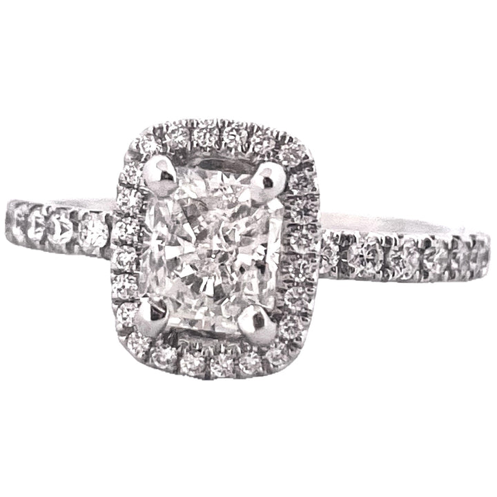 GIA Graded 1.03cts Radiant-Cut Natural Diamond Halo Engagement Ring in 14k White Gold