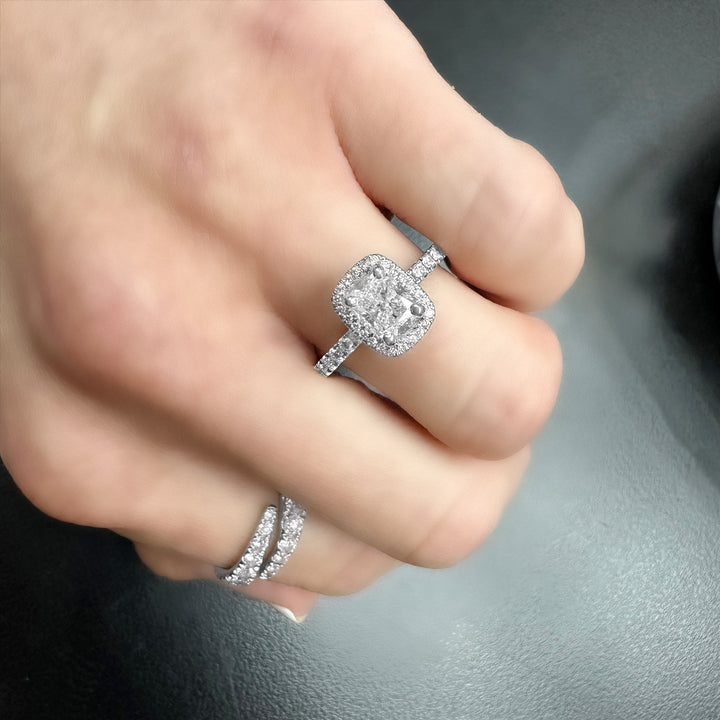 Radiant Cut Diamond Halo Engagement Ring