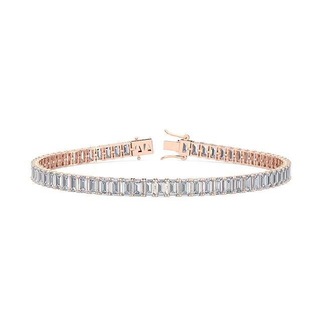 7.07ctw Emerald Cut Lab-Grown Diamond Tennis Bracelet in 14k Rose Gold
