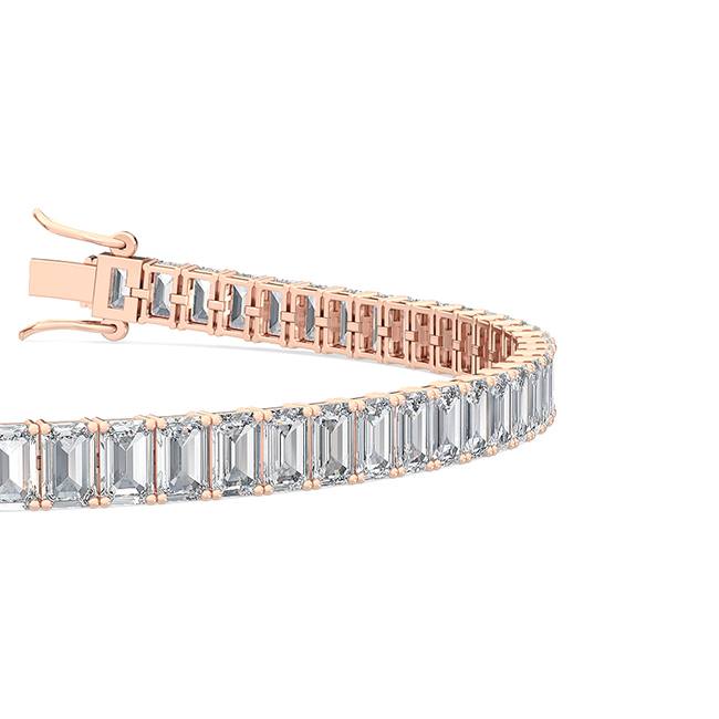 7.07ctw Emerald Cut Lab-Grown Diamond Tennis Bracelet in 14k Rose Gold