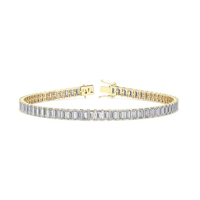 7.07ctw Emerald Cut Lab-Grown Diamond Tennis Bracelet in 14k Yellow Gold