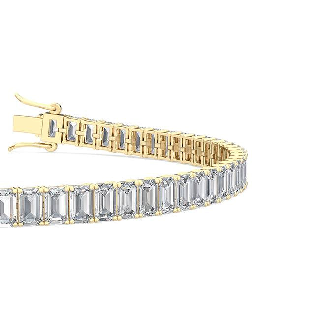 7.07ctw Emerald Cut Lab-Grown Diamond Tennis Bracelet in 14k Yellow Gold