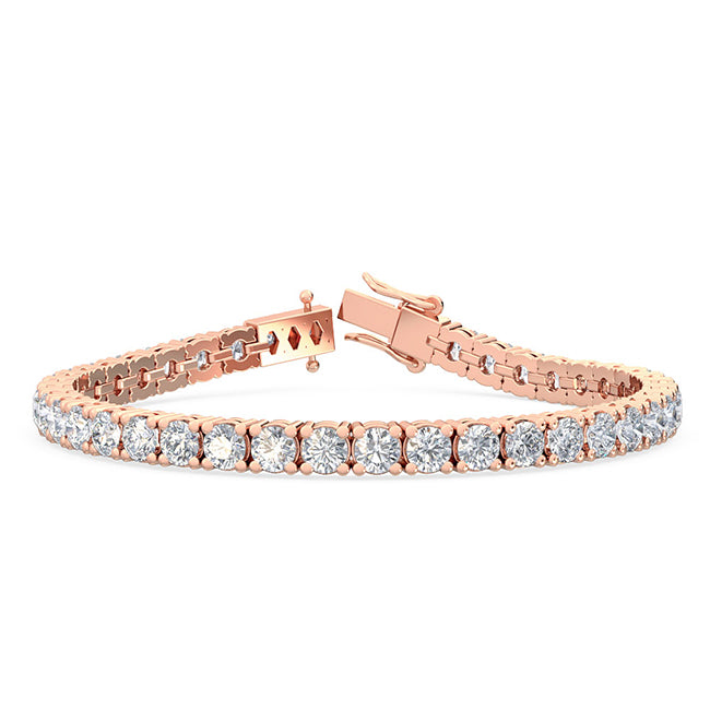 21.45ctw Round Brilliant Cut Lab-Grown Diamond Tennis Bracelet in 14k Rose Gold