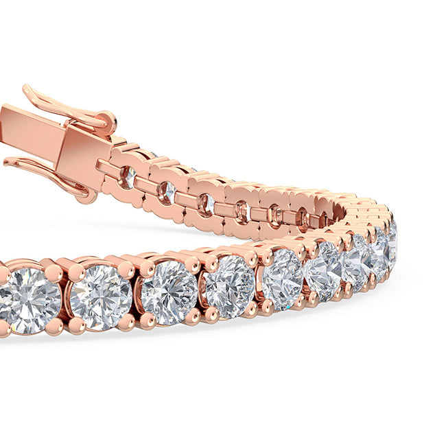 21.45ctw Round Brilliant Cut Lab-Grown Diamond Tennis Bracelet in 14k Rose Gold