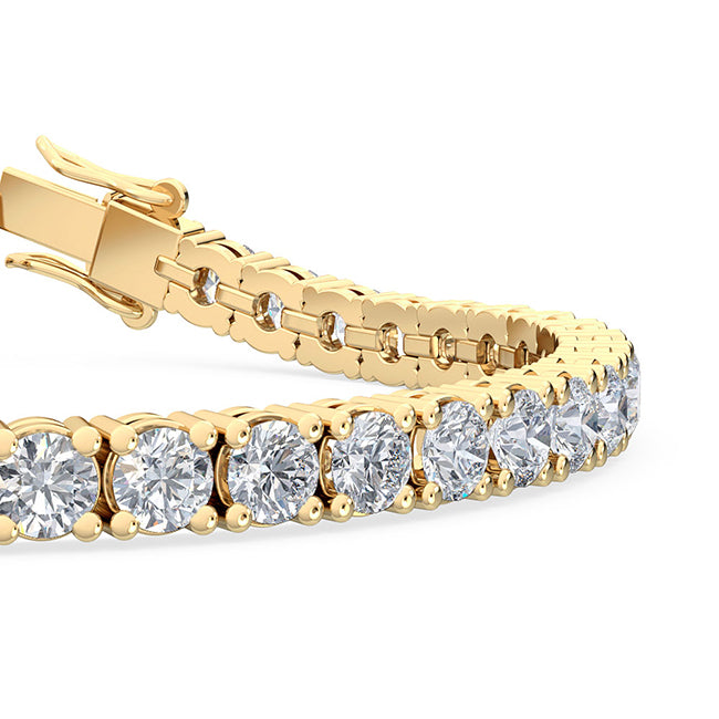21.45ctw Round Brilliant Cut Lab-Grown Diamond Tennis Bracelet in 14k Yellow Gold