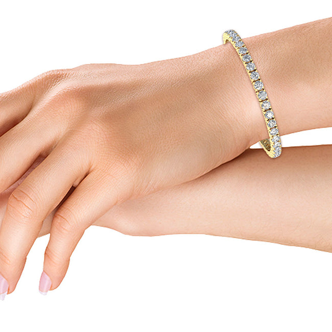 21.45ctw Round Brilliant Cut Lab-Grown Diamond Tennis Bracelet in 14k Yellow Gold