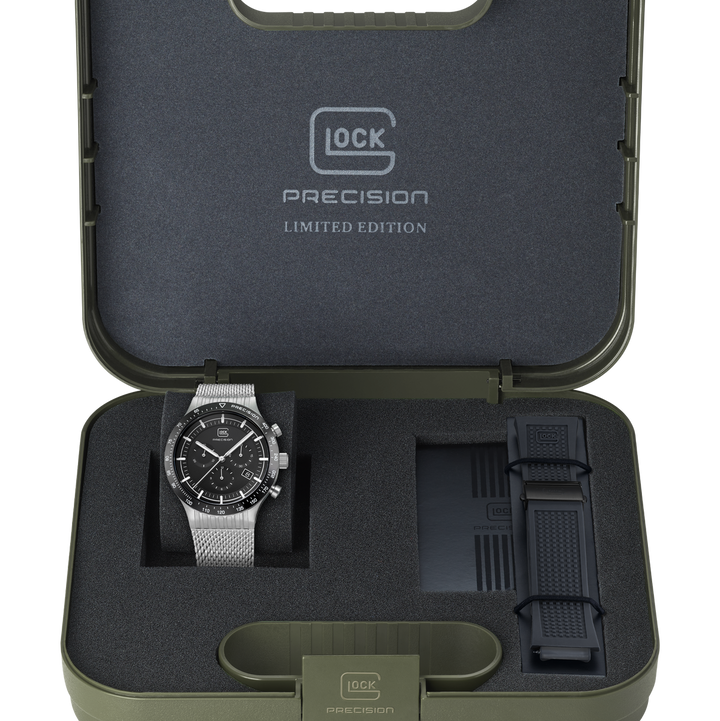 GLOCK GW-34-4-24 43mm Limited Edition Stainless Steel Quartz Chronograph Watch with Interchangeable Straps