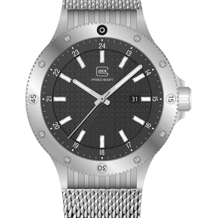 GLOCK GW-33-4-24 44mm Stainless Steel Quartz Mesh Bracelet Watch