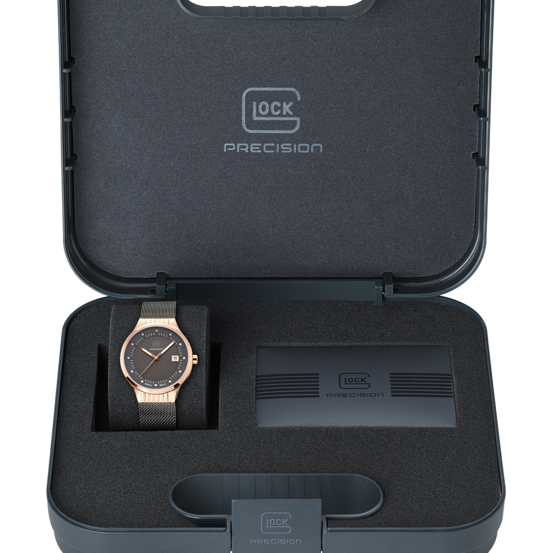 GLOCK GW-28-2-18 36mm Rose & Gunmetal-Tone Stainless Steel Watch with Diamond Markers