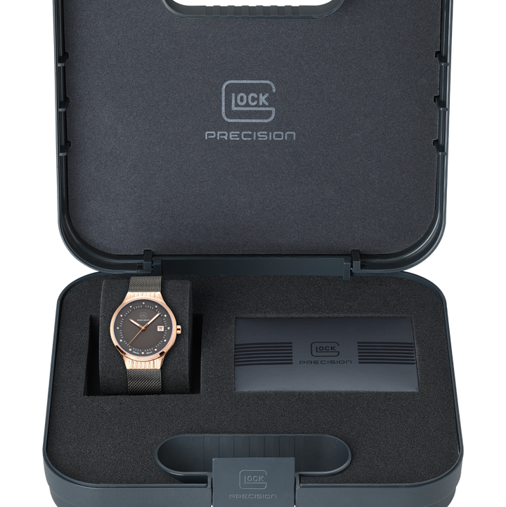 GLOCK GW-28-2-18 36mm Rose & Gunmetal-Tone Stainless Steel Watch with Diamond Markers