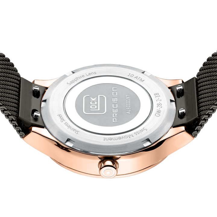 GLOCK GW-28-2-18 36mm Rose & Gunmetal-Tone Stainless Steel Watch with Diamond Markers