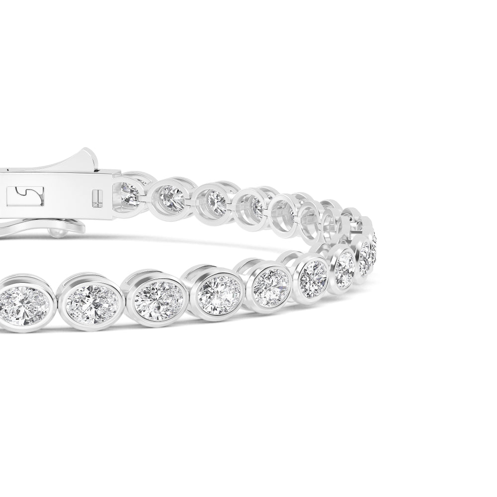 7.64ctw Oval Lab-Grown Diamond Bezel-Set Tennis Bracelet in 14k White Gold