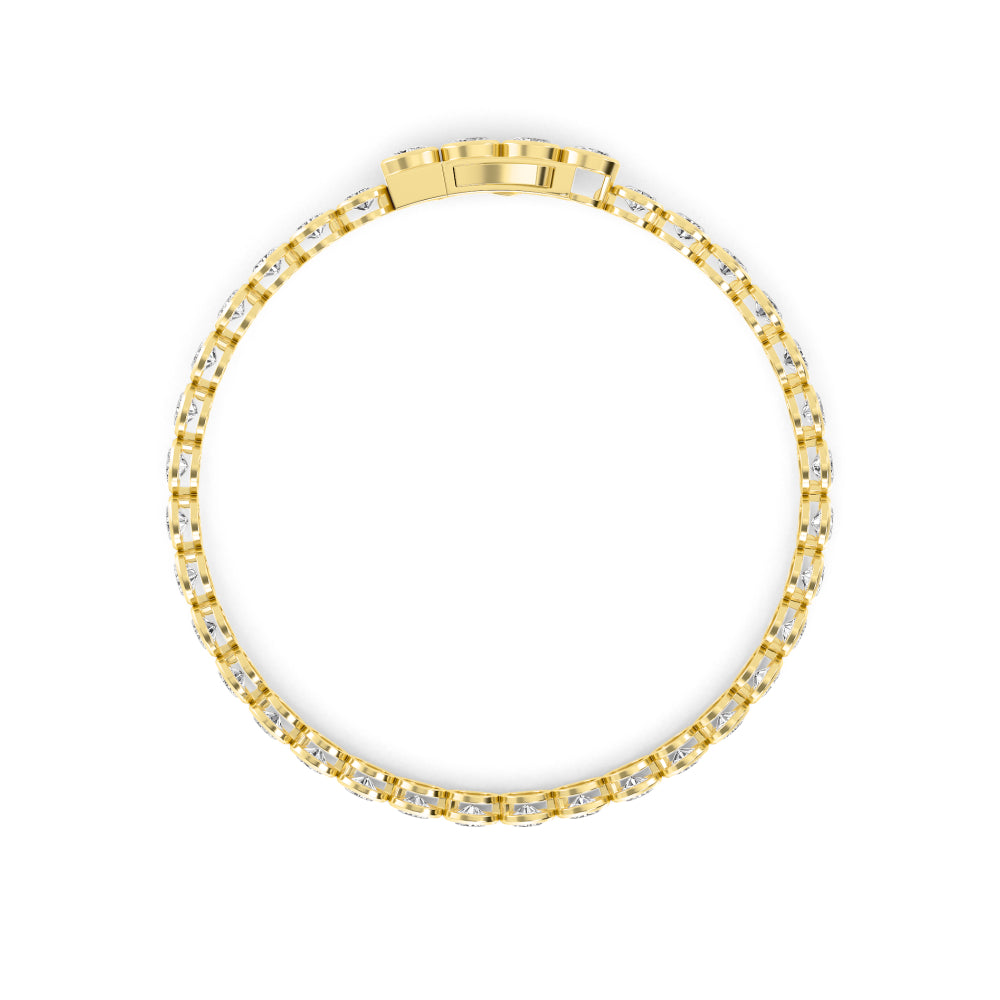 7.64ctw Oval Lab-Grown Diamond Bezel-Set Tennis Bracelet in 14k Yellow Gold