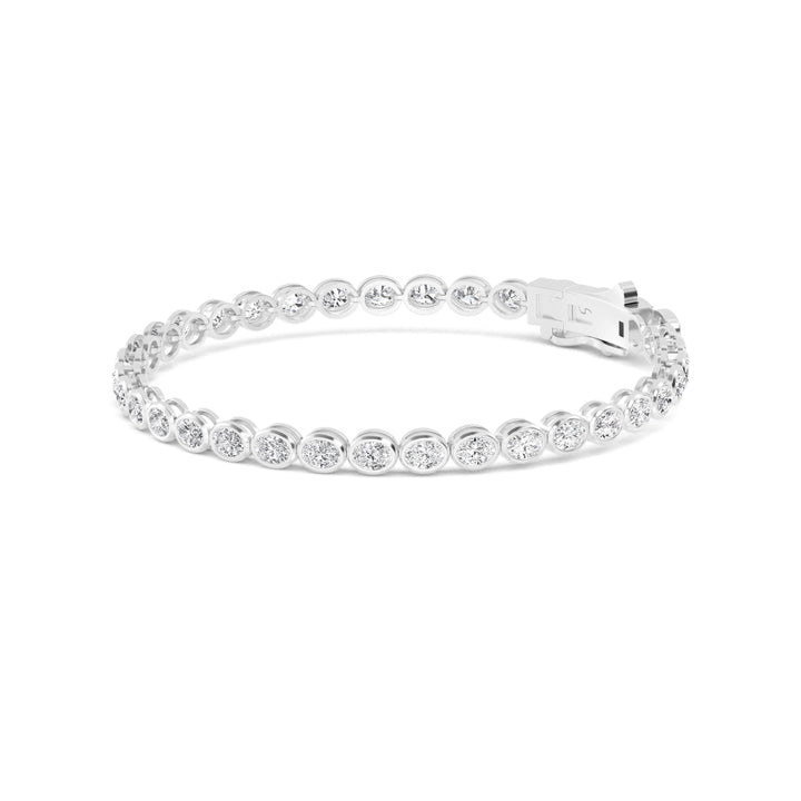 7.64ctw Oval Lab-Grown Diamond Bezel-Set Tennis Bracelet in 14k White Gold