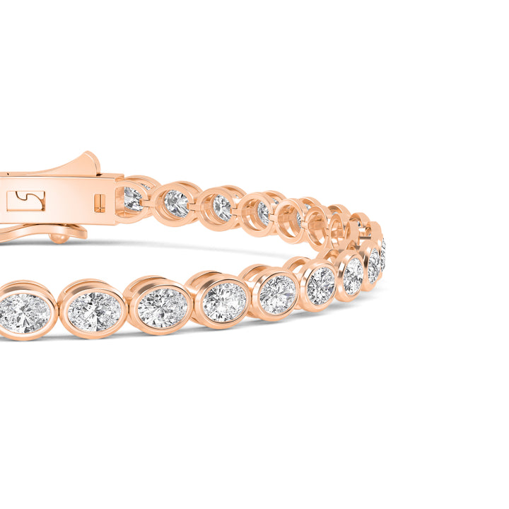 7.64ctw Oval Lab-Grown Diamond Bezel-Set Tennis Bracelet in 14k Rose Gold