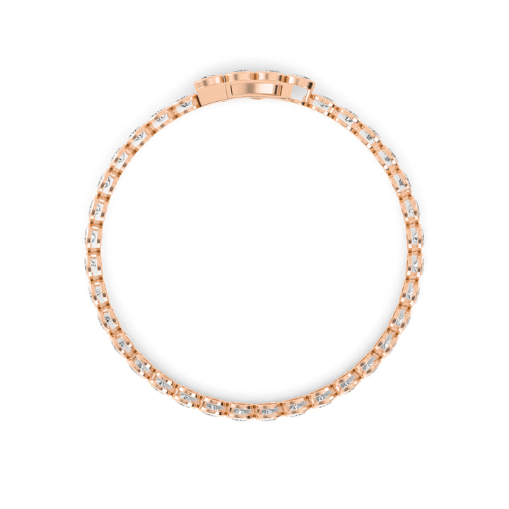 7.64ctw Oval Lab-Grown Diamond Bezel-Set Tennis Bracelet in 14k Rose Gold