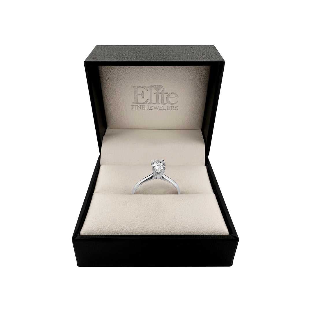 0.84ct Round Brilliant Diamond Solitaire Engagement Ring in 14k White Gold in box