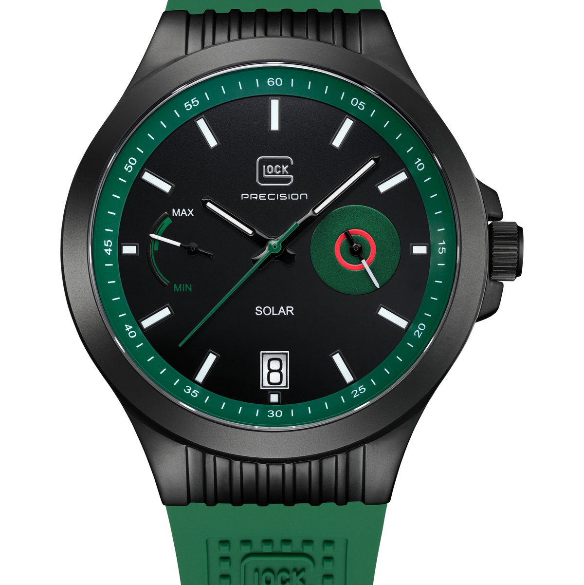GLOCK GW-19-4-22 42mm Solar Watch with Green Silicone Strap