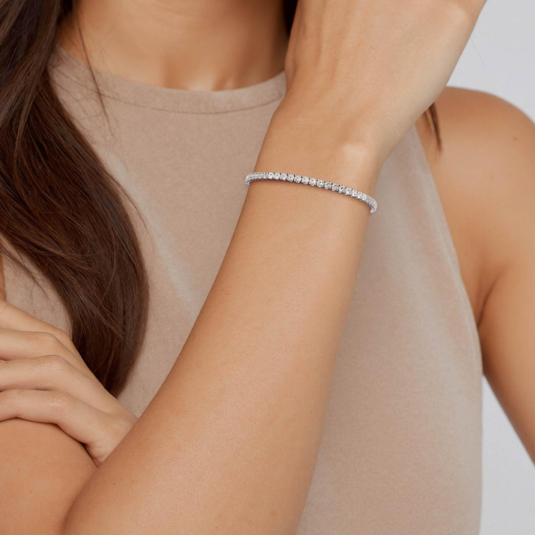 8.02ctw Round Brilliant Cut Lab-Grown Diamond Tennis Bracelet in 14k White Gold