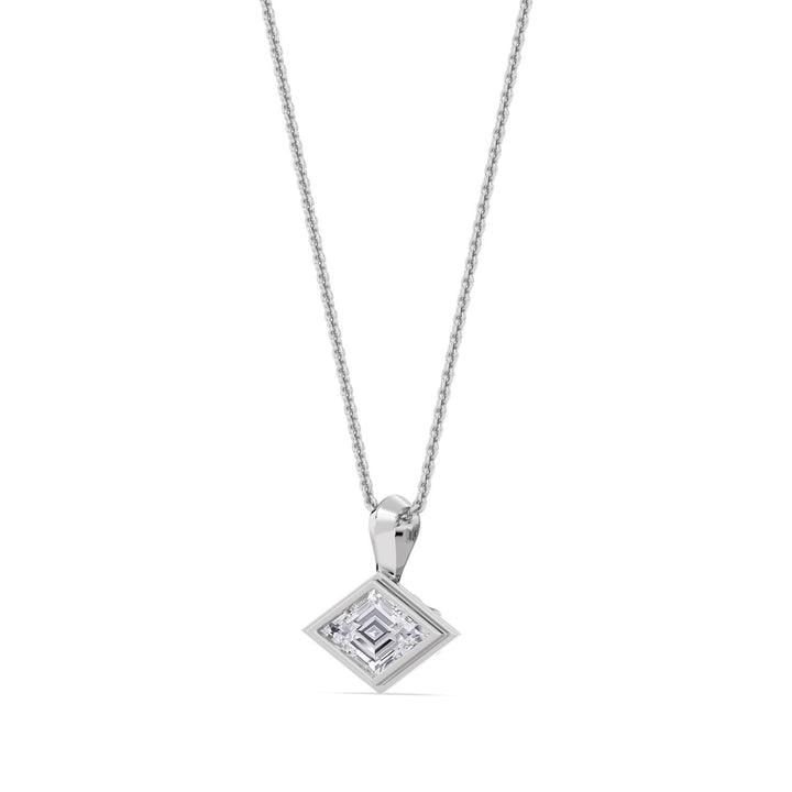 1ct Lozenge Shaped Lab-Grown Diamond Bezel-Set Pendant Necklace in 14k White Gold