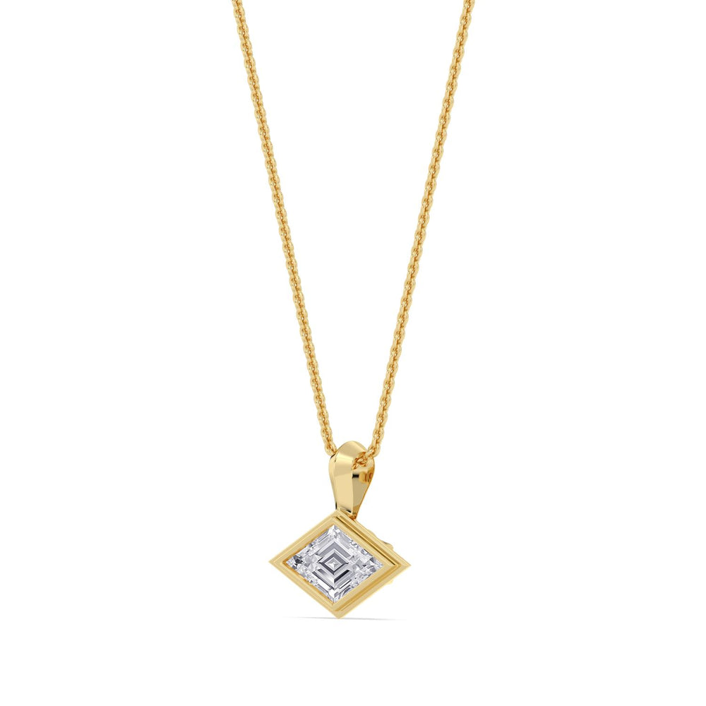 1ct Lozenge Shaped Lab-Grown Diamond Bezel-Set Pendant Necklace in 14k Yellow Gold