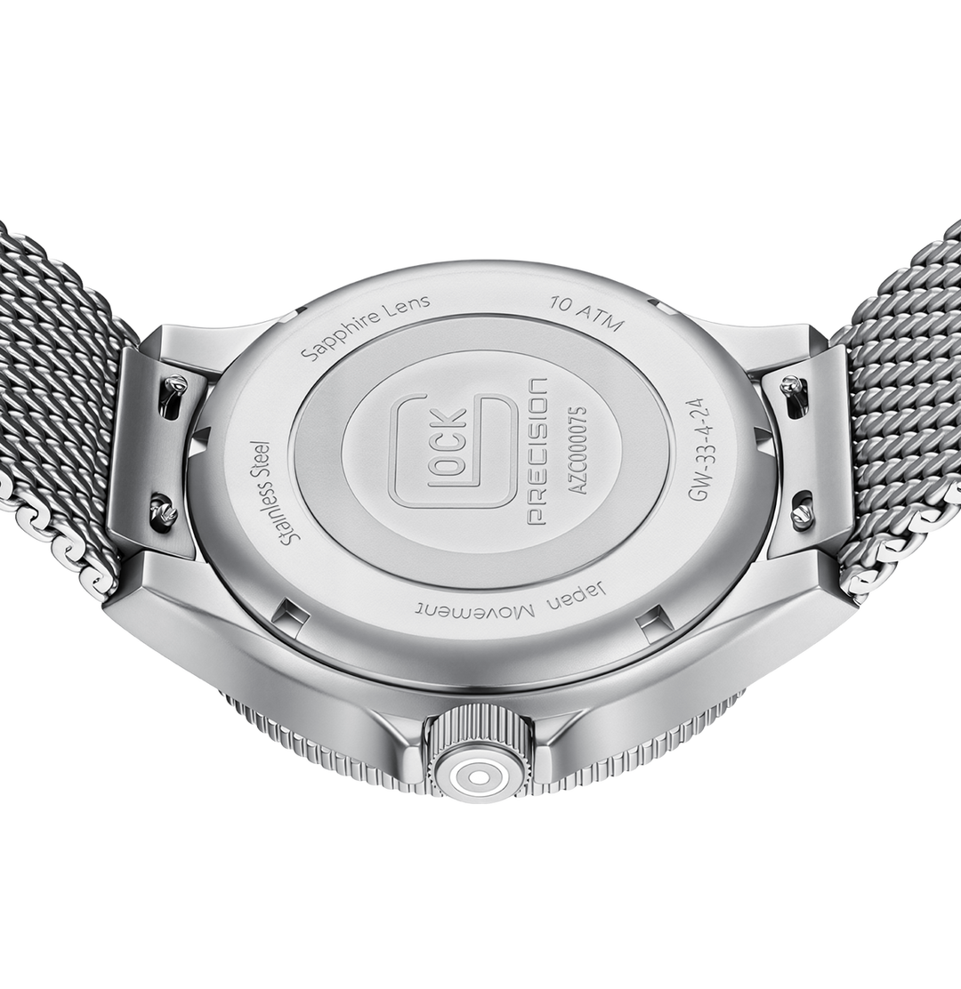 GLOCK GW-33-4-24 44mm Stainless Steel Quartz Mesh Bracelet Watch