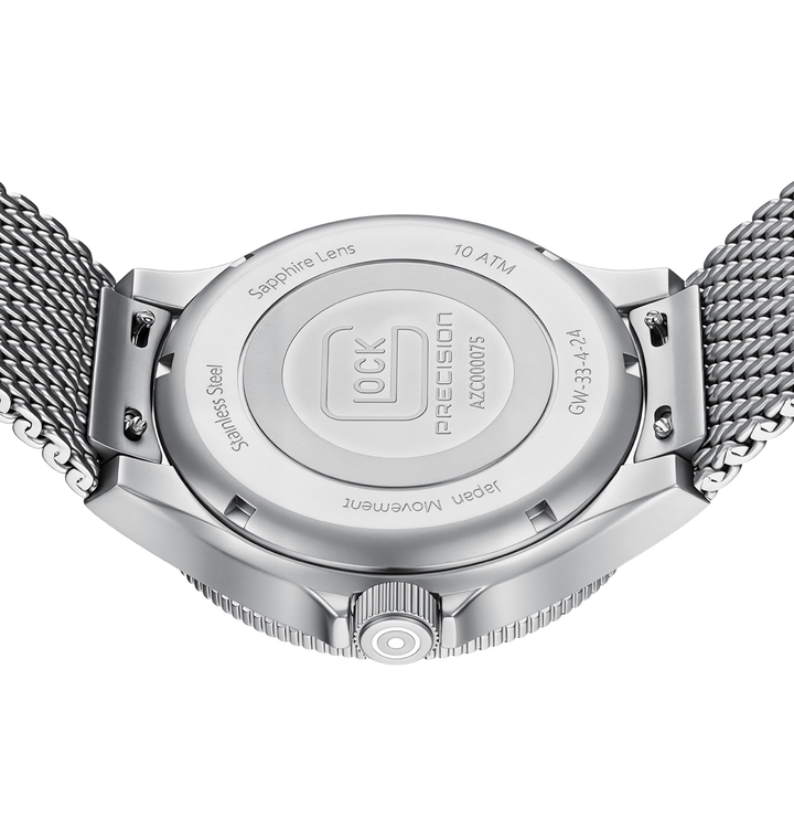 GLOCK GW-33-4-24 44mm Stainless Steel Quartz Mesh Bracelet Watch