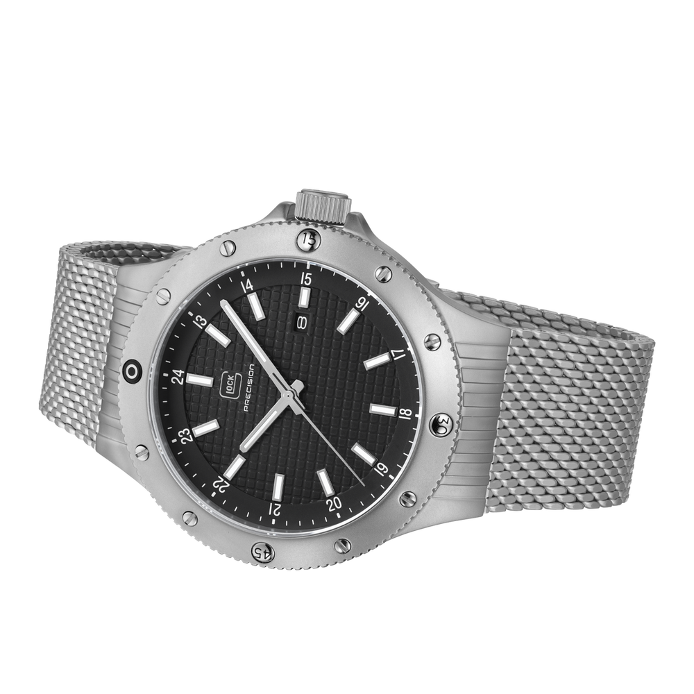 GLOCK GW-33-4-24 44mm Stainless Steel Quartz Mesh Bracelet Watch