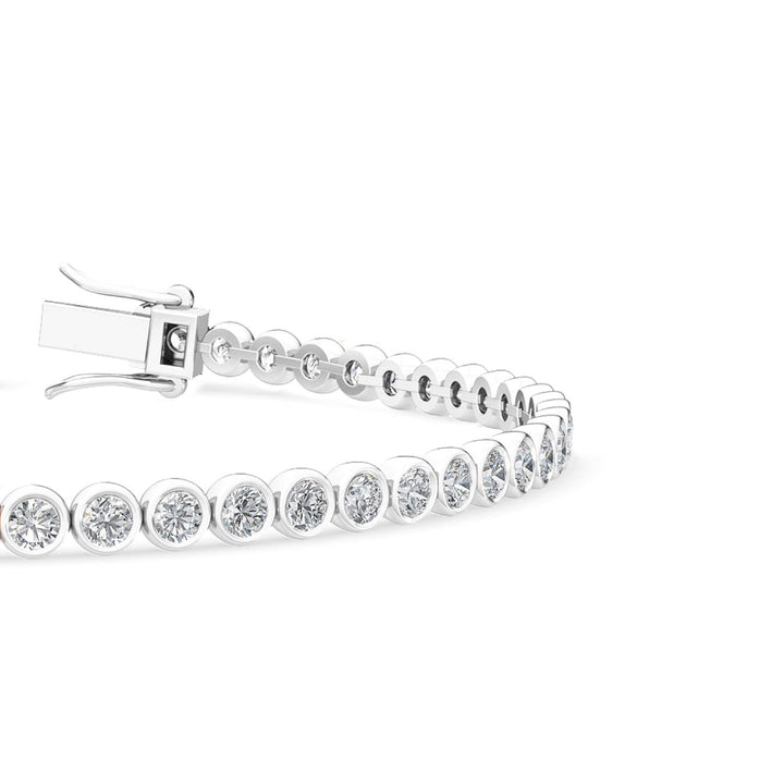 3.13ctw Round Brilliant Cut Lab-Grown Diamond Bezel-Set Tennis Bracelet in 14k White Gold