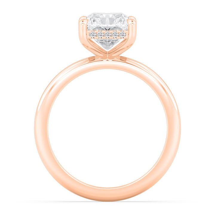 IGI Graded 3.02ct Radiant Cut with Round Brilliant Hidden Halo Lab-Grown Diamond Engagement Ring in 14k Rose Gold