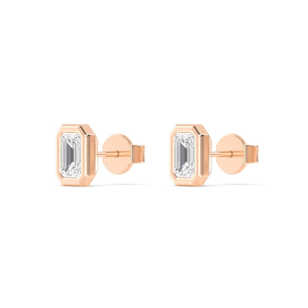 3.20ctw Emerald Cut Bezel Set Lab-Grown Diamond Stud Earrings in 14k White Gold